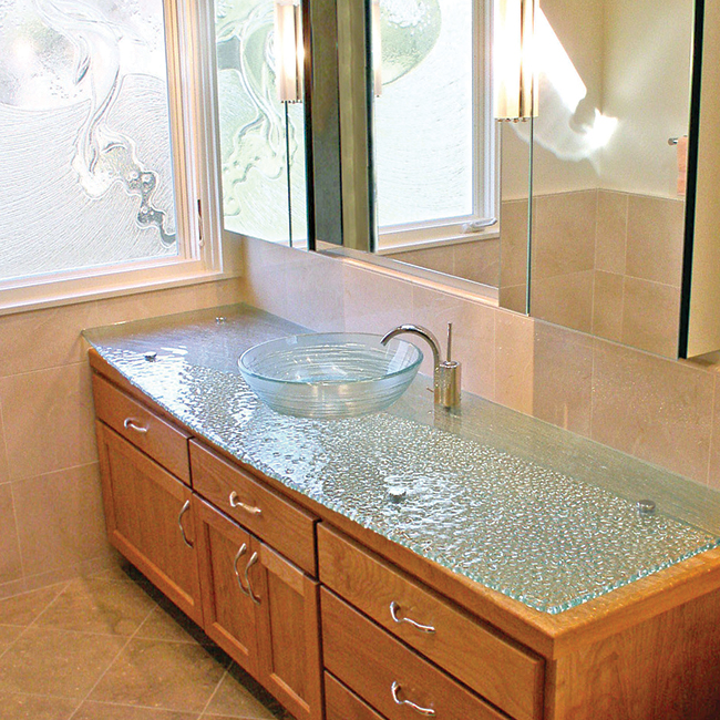 bathroom glass countertop