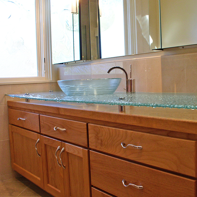 bathroom glass countertop