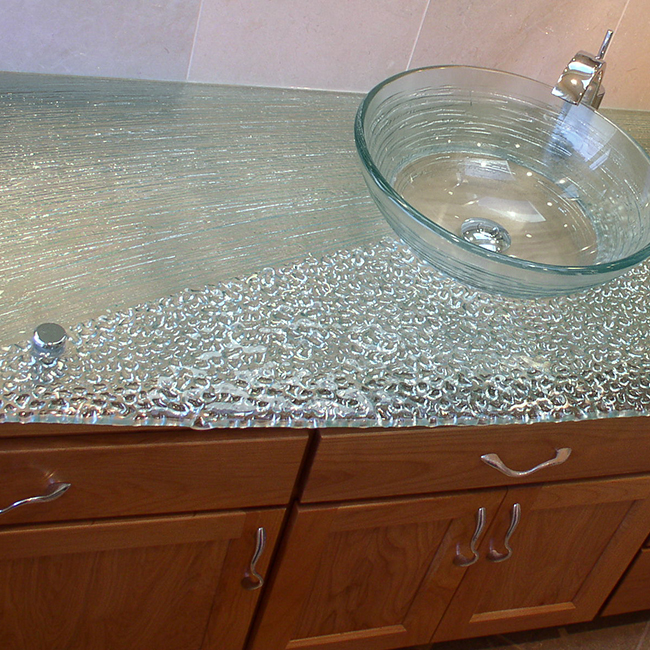 bathroom glass countertop